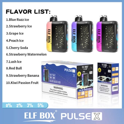 🛒Bulk Wholesale for Loyal Customers – Elf Box Pulse X 25000 Puffs | Dual Mesh Vape Like GeekBar Skyview | 0%-5% Nicotine | 3D LED Display | Rechargeable Disposable - Image 3