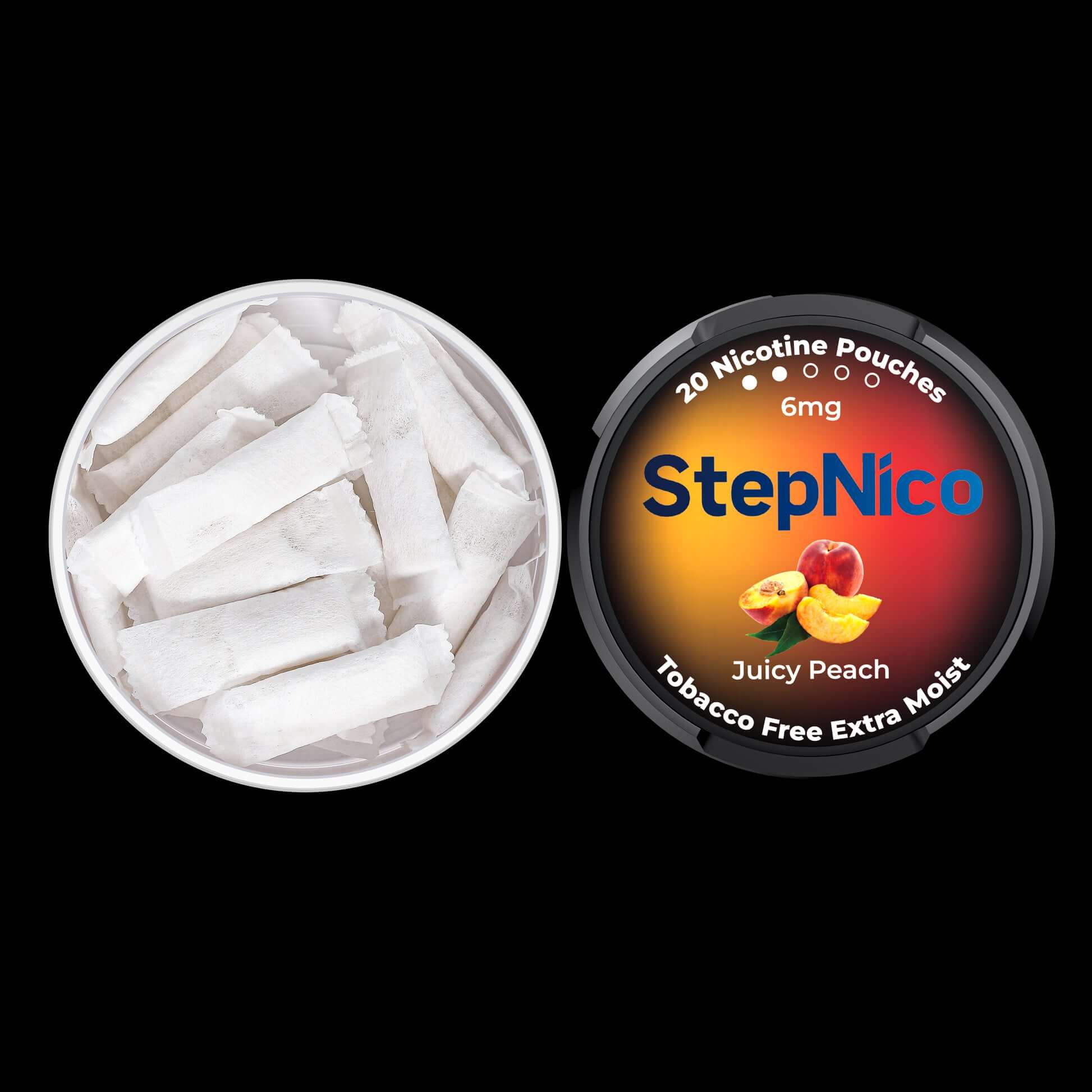 JUICY PEACH Pouches 3mg and 6mg | 5-Can Roll, 100 Pouches - Image 2