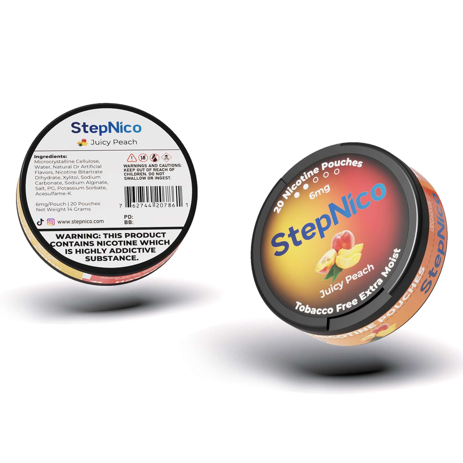 JUICY PEACH Pouches 3mg and 6mg | 5-Can Roll, 100 Pouches - Image 6